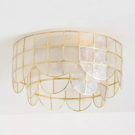 HEATHER CAPIZ SCALLOPED FLUSH MOUNT LIGHT