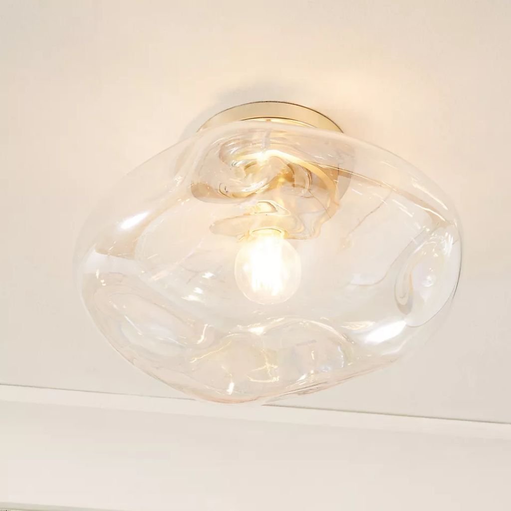 IRIDESCENT GLASS ORGANIC FLUSH MOUNT LIGHT IRIDESCENT GLASS ORGANIC FLUSH MOUNT LIGHT