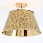 JOAN ETCHED FLORAL ANTIQUE BRASS FLUSH MOUNT LIGHT