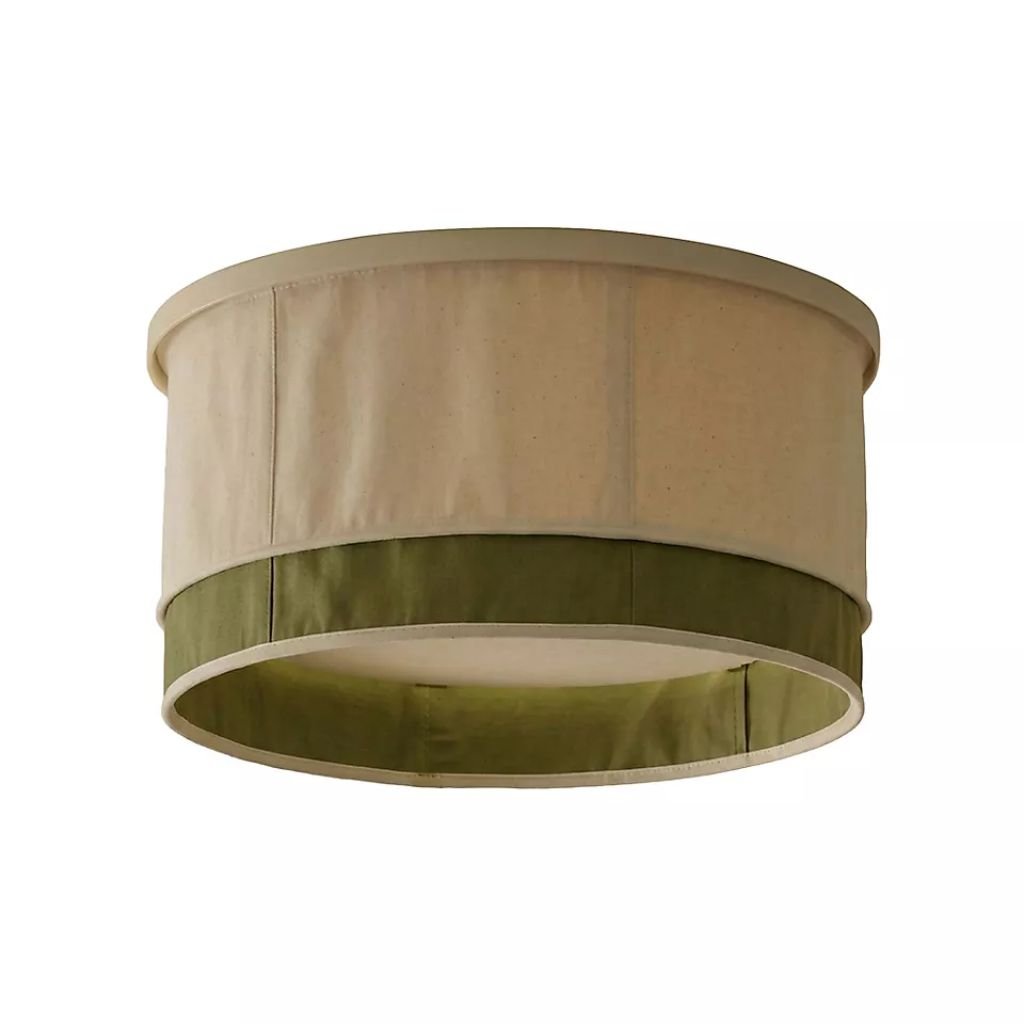 TULIP GREEN HAND STITCHED COTTON DRUM MAGNETIC SLIP SHADE TULIP GREEN HAND STITCHED COTTON DRUM MAGNETIC SLIP SHADE