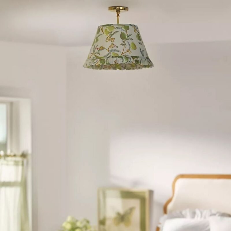 LEE BRASS RUFFLE PRINTED SEMI FLUSH MOUNT LIGHT