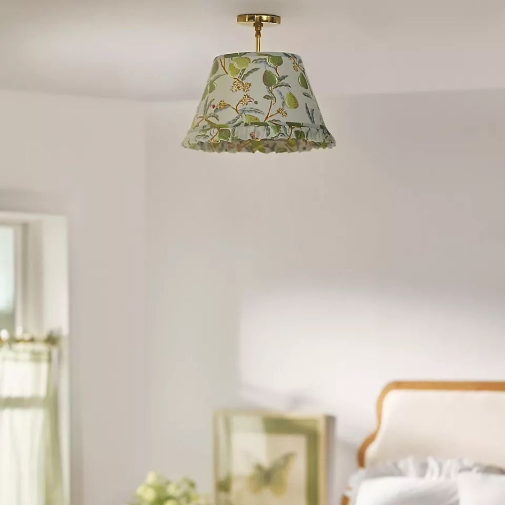 LEE BRASS RUFFLE PRINTED SEMI FLUSH MOUNT LIGHT LEE BRASS RUFFLE PRINTED SEMI FLUSH MOUNT LIGHT