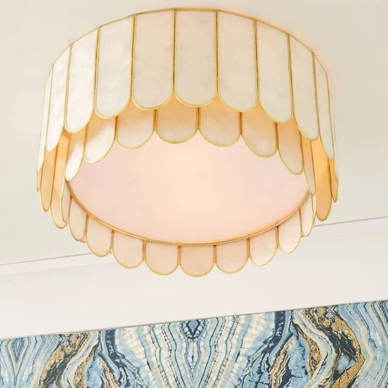 MADELYN CAPIZ FACETED FLUSH MOUNT LIGHT