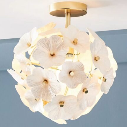 JUNE CAPIZ FLORAL FLUSH MOUNT LIGHT