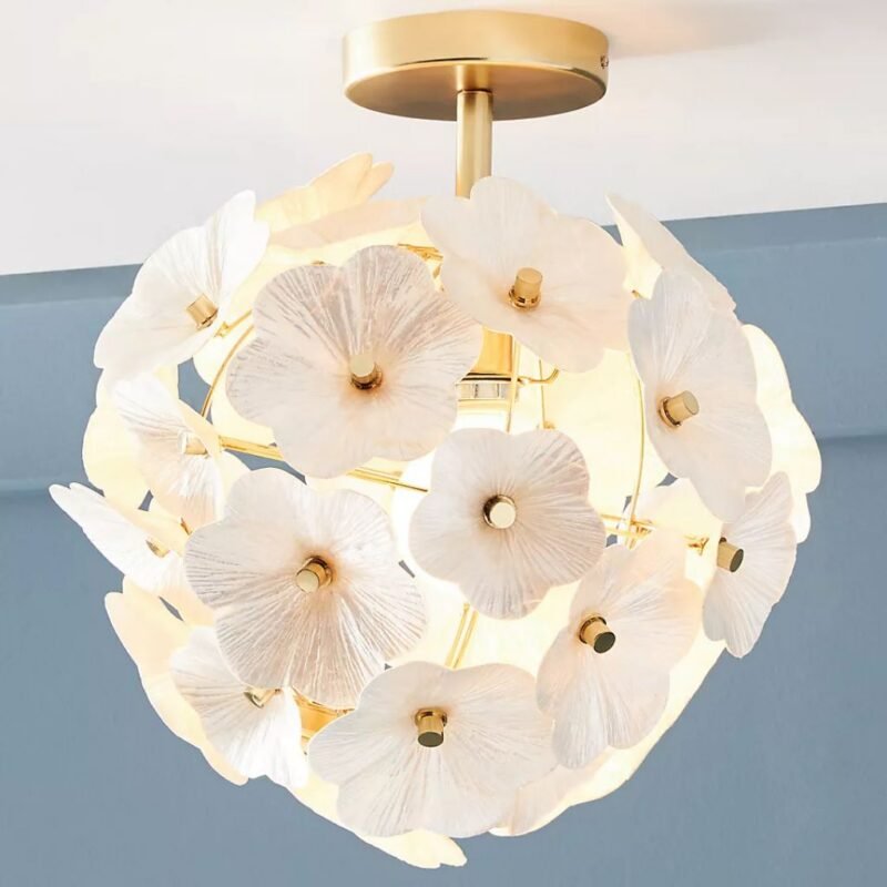 JUNE CAPIZ FLORAL FLUSH MOUNT LIGHT