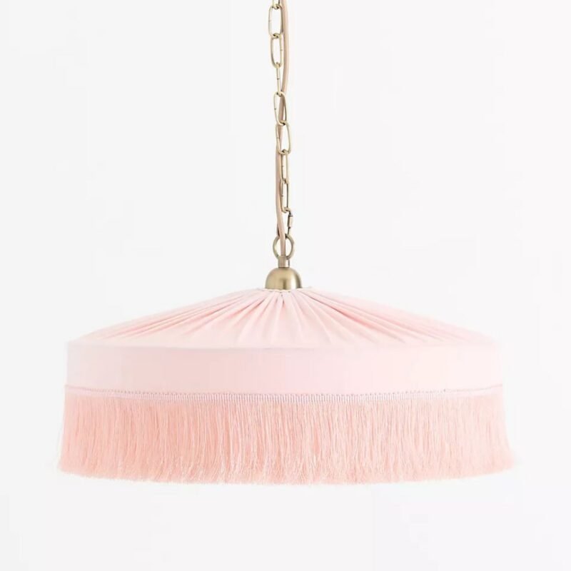 SINCLAIR PINK VELVET PENDANT WITH TASSEL FRINGE