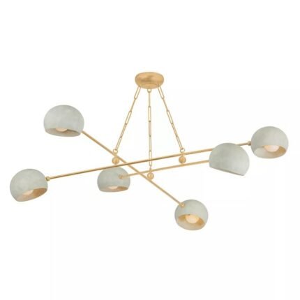 TURNER 6-LIGHT VINTAGE GOLD LEAF CHANDELIER
