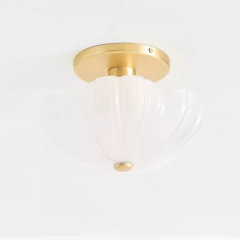 FLORA WHITE FLOWER GLASS FLUSH MOUNT