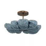ANGUILLA BLUE WOOD BEADED SEMI-FLUSH MOUNT LIGHT