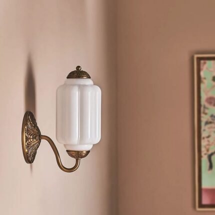 THE ELOISE SCALLOP WHITE GLASS BRASS SCONCE WALL LIGHT