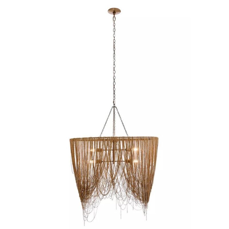 LAYLA LINEAR CASCADED BRASS CHAIN CHANDELIER