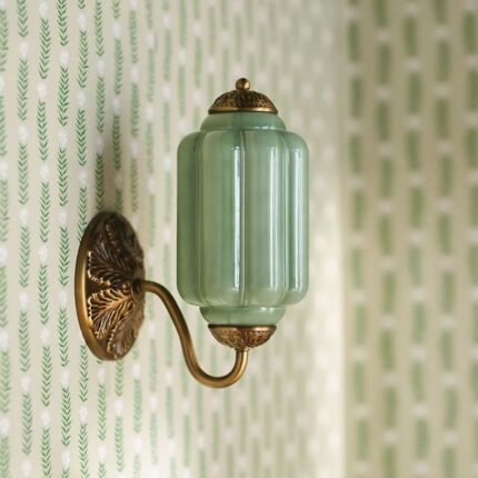 THE ELOISE SCALLOP GREEN GLASS BRASS SCONCE WALL LIGHT
