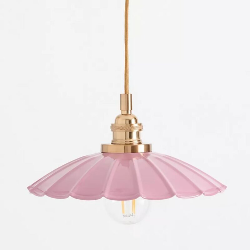 GRETA SCALLOPED METAL PENDANT LIGHT PINK