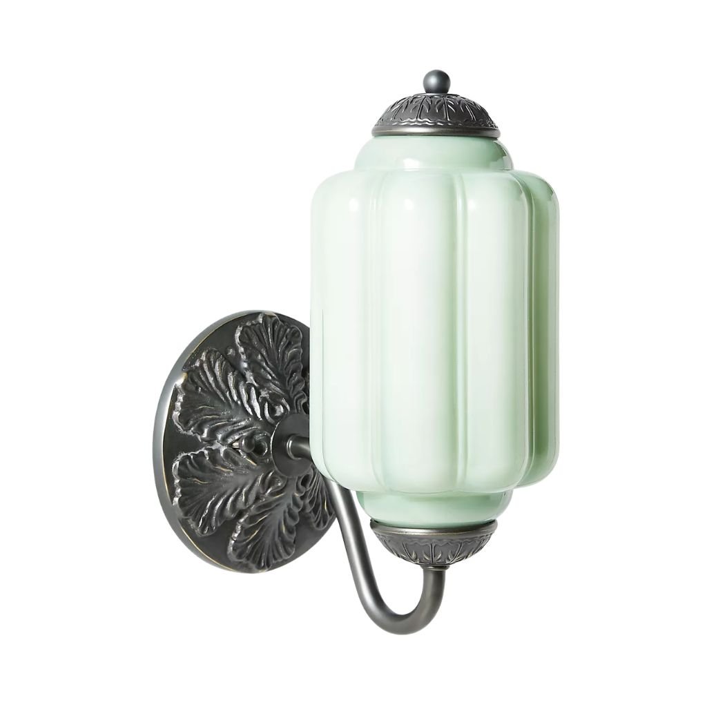THE ELOISE SCALLOP GREEN GLASS SCONCE WALL LIGHT THE ELOISE SCALLOP GREEN GLASS SCONCE WALL LIGHT