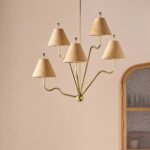 BEATRICE 5 ARM WAVY CHANDELIER BRASS