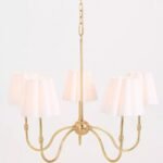THE ANTIQUE BRASS SCALLOP SHADE CLASSIC 6 ARM CHANDELIER