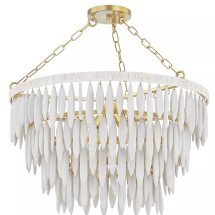 TIFFANY CASCADE WHITEWASHED WOODEN BEAD CHANDELIER