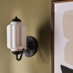 THE ELOISE SCALLOP WHITE GLASS BLACK SCONCE WALL LIGHT
