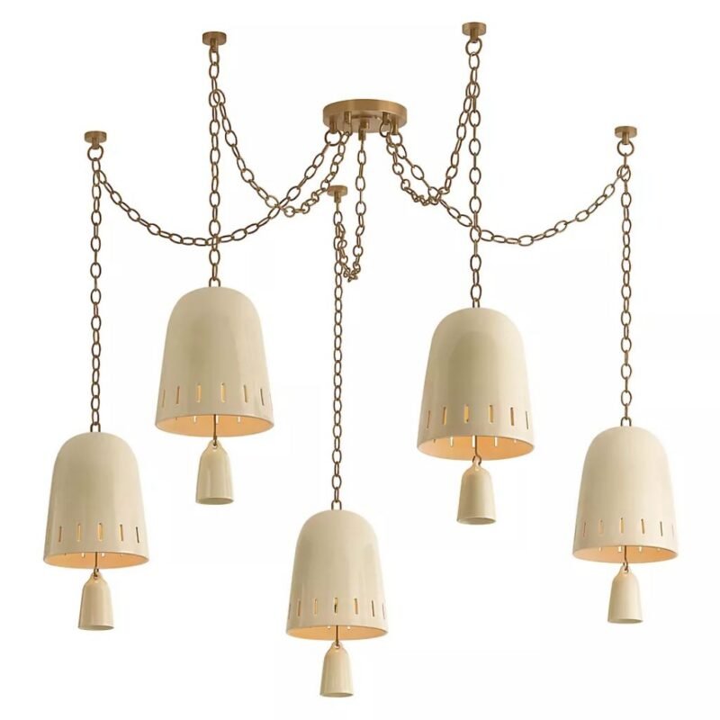 OMI CERAMIC CRACKLE BELL CHANDELIER