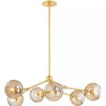 MITZI TRIXIE 6 LIGHT AGED BRASS CHANDELIER WITH CHAMPAGNE GLASS