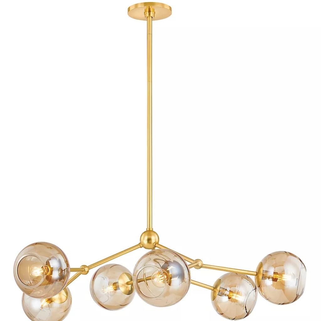MITZI TRIXIE 6 LIGHT AGED BRASS CHANDELIER WITH CHAMPAGNE GLASS MITZI TRIXIE 6 LIGHT AGED BRASS CHANDELIER WITH CHAMPAGNE GLASS