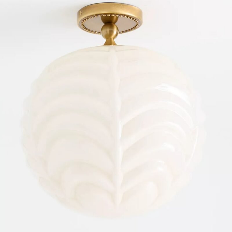 CHARLOTTE MILK GLASS SEMI FLUSH MOUNT