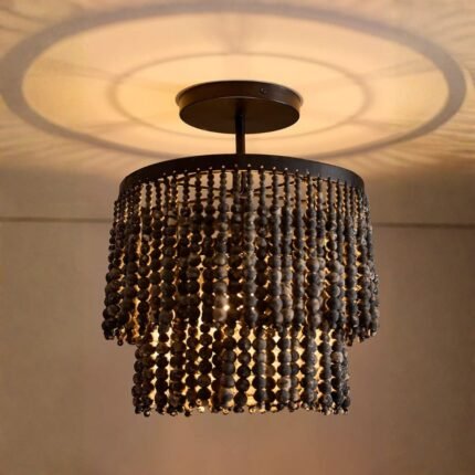 BEADED BLACK FLUSH MOUNT CEILING LIGHT