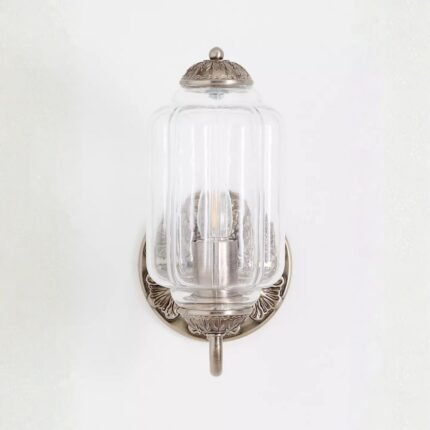 THE ELOISE SCALLOP MILK GLASS SCONCE WALL LIGHT NICKEL