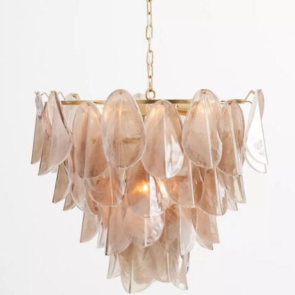 MAGNOLIA SMOKE AND WHITE GLASS CHANDELIER