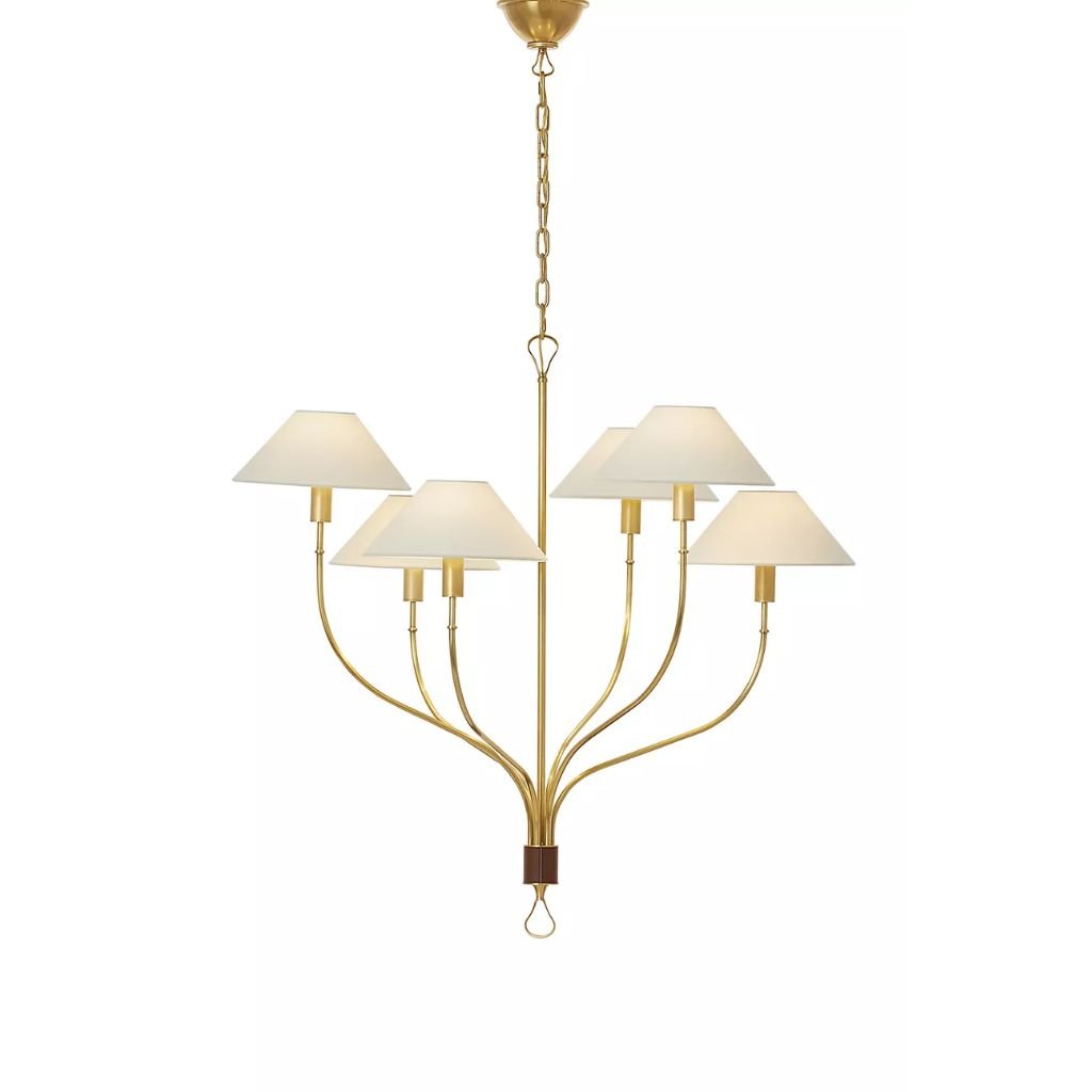 GRIFFIN LARGE STAGGERED TAIL SHADED CHANDELIER GRIFFIN LARGE STAGGERED TAIL SHADED CHANDELIER