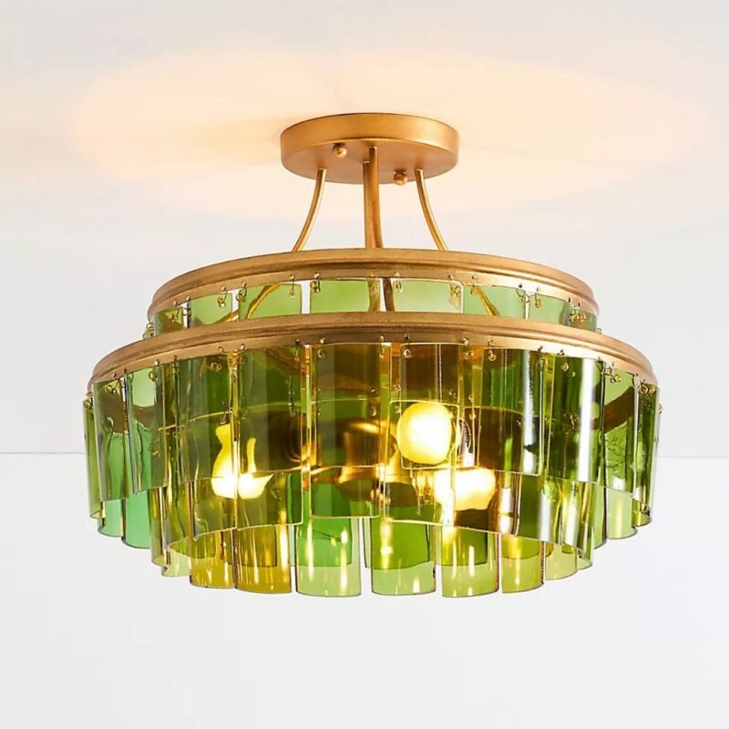 CURREY AND COMPANY VINTNER GLASS SEMI FLUSH MOUNT LIGHT