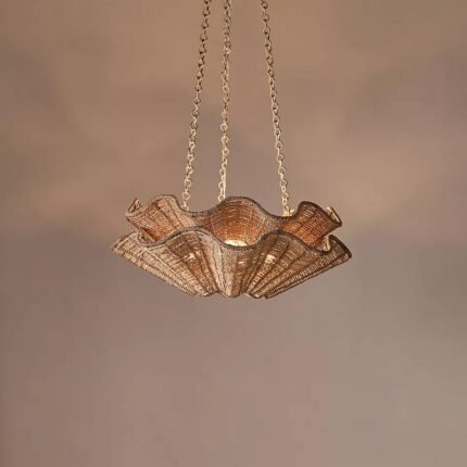 HUDSON VALLEY LIGHTING HAYWORTH RATTAN UPLIT CHANDELIER
