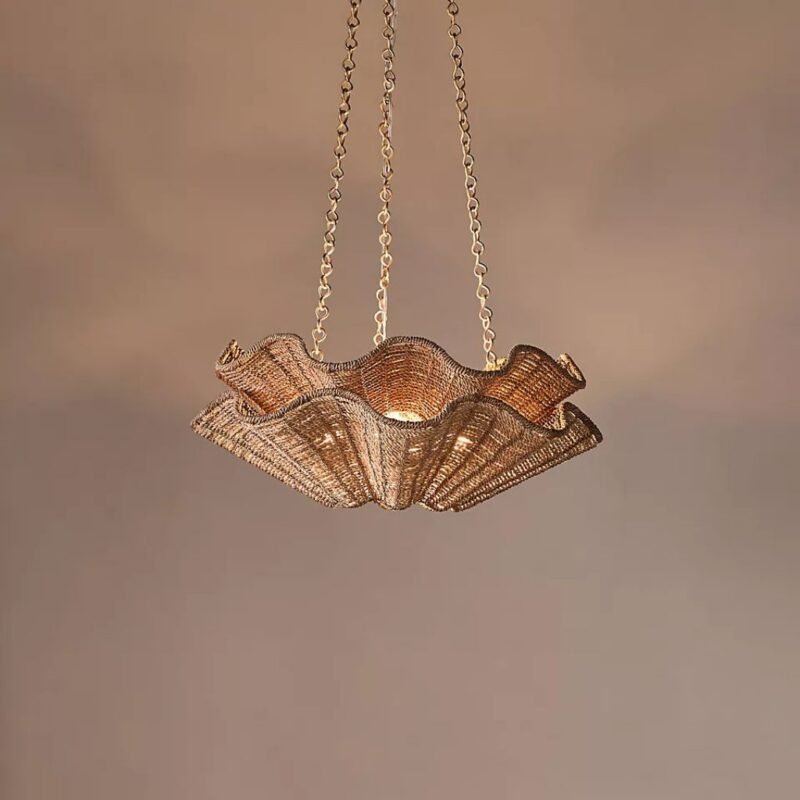 HUDSON VALLEY LIGHTING HAYWORTH RATTAN UPLIT CHANDELIER