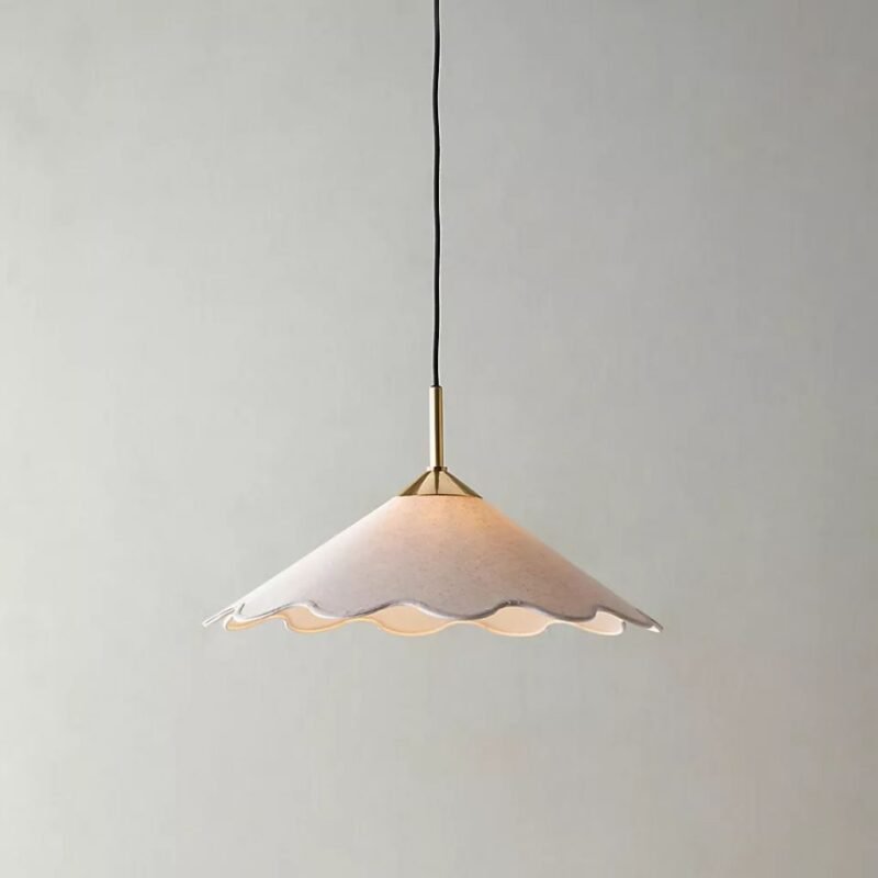 MITZI SODSAI SCALLOPED FABRIC SHADE PENDANT LIGHT