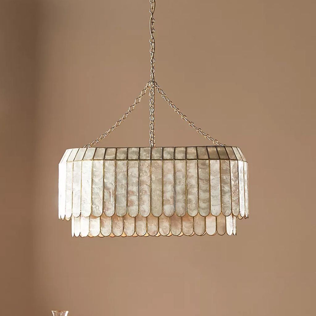 MADELYN CAPIZ OVAL FACETED CHANDELIER LIGHT MADELYN CAPIZ OVAL FACETED CHANDELIER LIGHT
