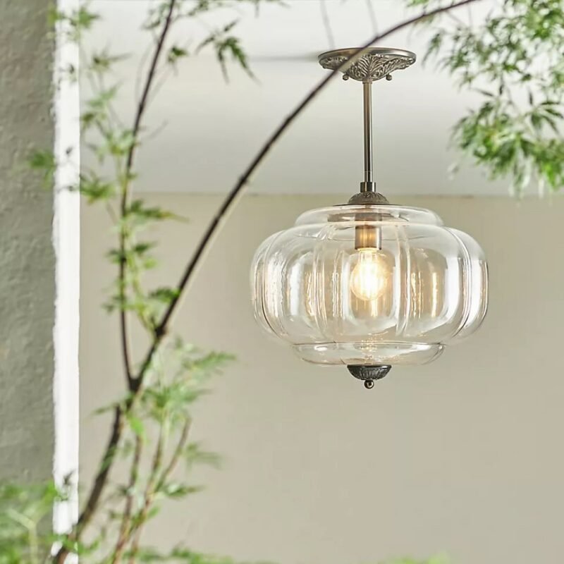 THE ELOISE SCALLOP GLASS SEMI-FLUSH MOUNT PENDANT LIGHT