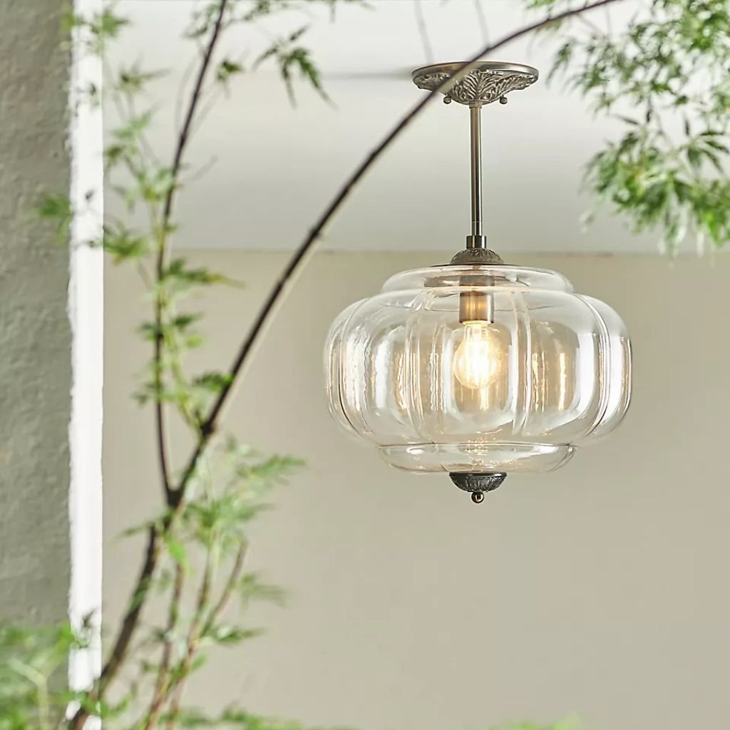 THE ELOISE SCALLOP GLASS SEMI-FLUSH MOUNT PENDANT LIGHT THE ELOISE SCALLOP GLASS SEMI-FLUSH MOUNT PENDANT LIGHT