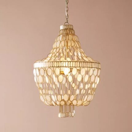 OVAL CAPIZ CHANDELIER IN GOLD