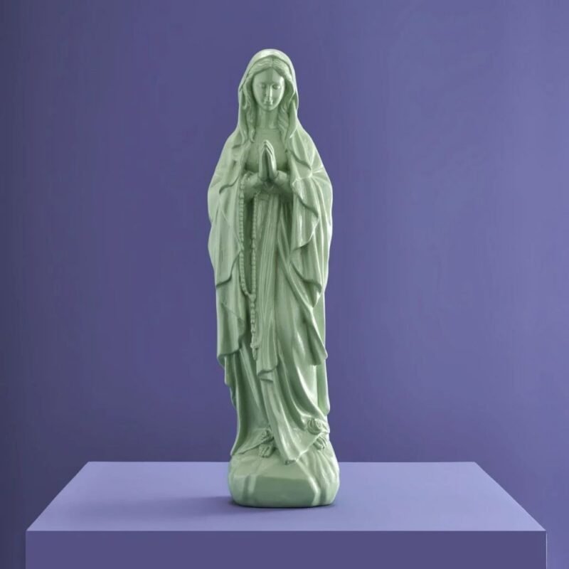 DECORATIVE VIRGIN MARY FIGURE IN LIGHT GREEN