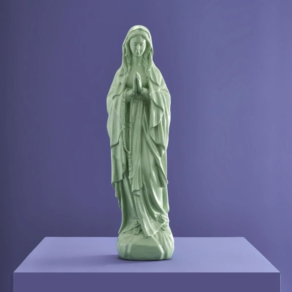 DECORATIVE VIRGIN MARY FIGURE IN LIGHT GREEN DECORATIVE VIRGIN MARY FIGURE IN LIGHT GREEN