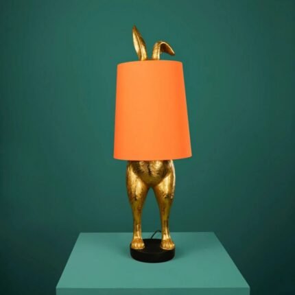 HIDING BUNNY GOLD AND ORANGE TABLE LAMP