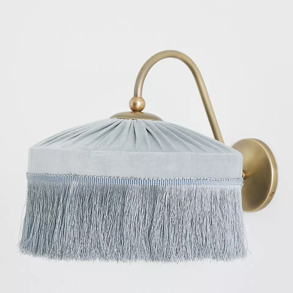 SINCLAIR TASSEL FRINGED VELVET SCONCE WALL LIGHT BLUE SINCLAIR TASSEL FRINGED VELVET SCONCE WALL LIGHT BLUE