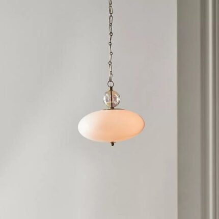 VIVIANA OVAL GLASS PENDANT WHITE | LAMPS WITH GOLD