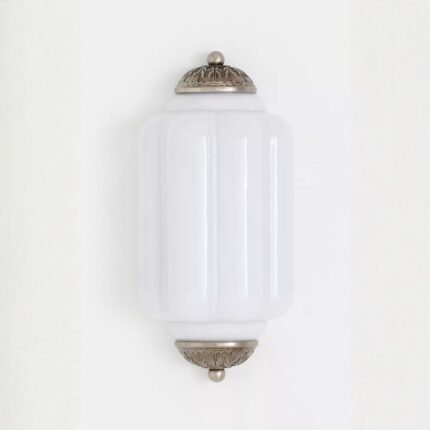 THE ELOISE SCALLOP WHITE GLASS NICKEL FLUSH SCONCE WALL LIGHT