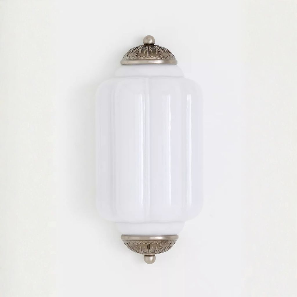 THE ELOISE SCALLOP WHITE GLASS NICKEL FLUSH SCONCE WALL LIGHT THE ELOISE SCALLOP WHITE GLASS NICKEL FLUSH SCONCE WALL LIGHT