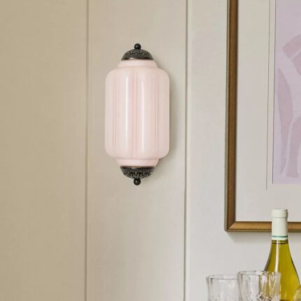 THE ELOISE SCALLOP BLUSH PINK BLACK FLUSH SCONCE WALL LIGHT