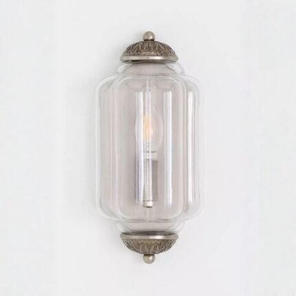 THE ELOISE SCALLOP CLEAR GLASS NICKEL FLUSH SCONCE WALL LIGHT