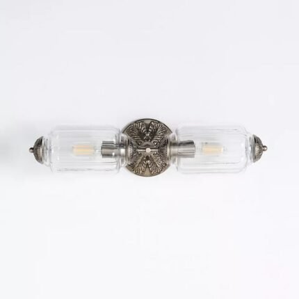 THE ELOISE SCALLOP CLEAR GLASS NICKEL VANITY SCONCE WALL LIGHT