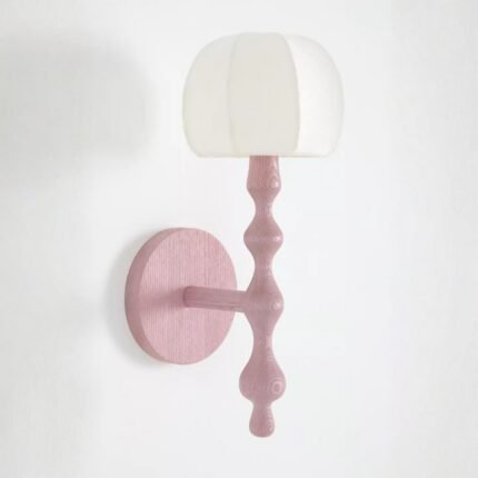 LALA REIMAGINED WOOD SHADED SCONCE WALL LIGHT PINK