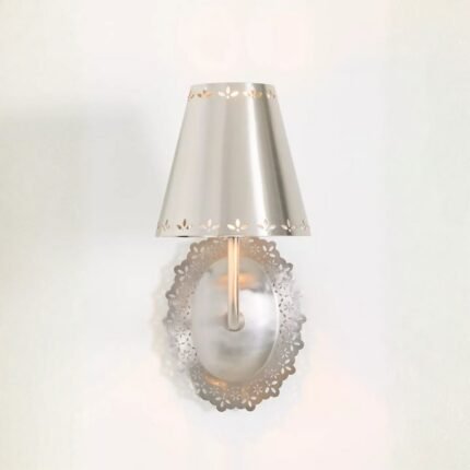 LACIE LACE TRIMMED ANTIQUE NICKEL SCONCE